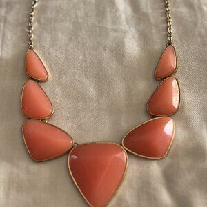 Coral Peach Geometric Statement Necklace Faceted Resin Stones Gold